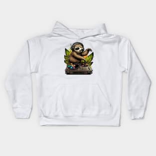 Cute Sloth DJ Kids Hoodie